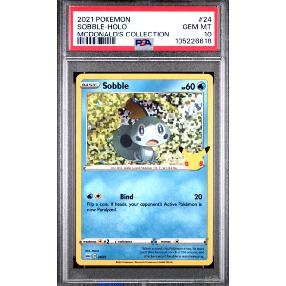 2021 POKEMON MCDONALD'S COLLECTION #24 GEM MT 10 SOBBLE-HOLO 105226618